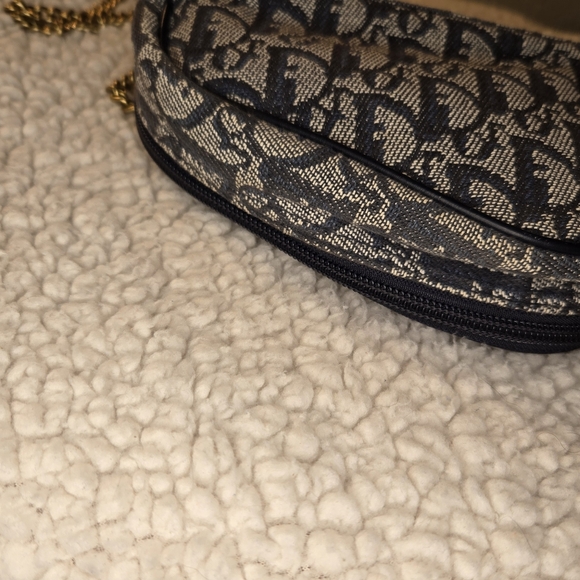 Christian Dior Vintage Saddle Bag Pouch Clutch with Chain Trotter Diorissimo - Picture 11 of 16